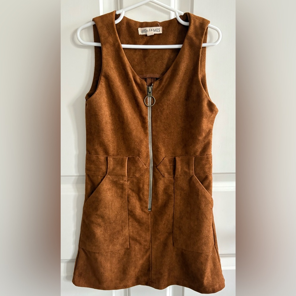 little James, Brown Sleeveless Zip-Up Dress